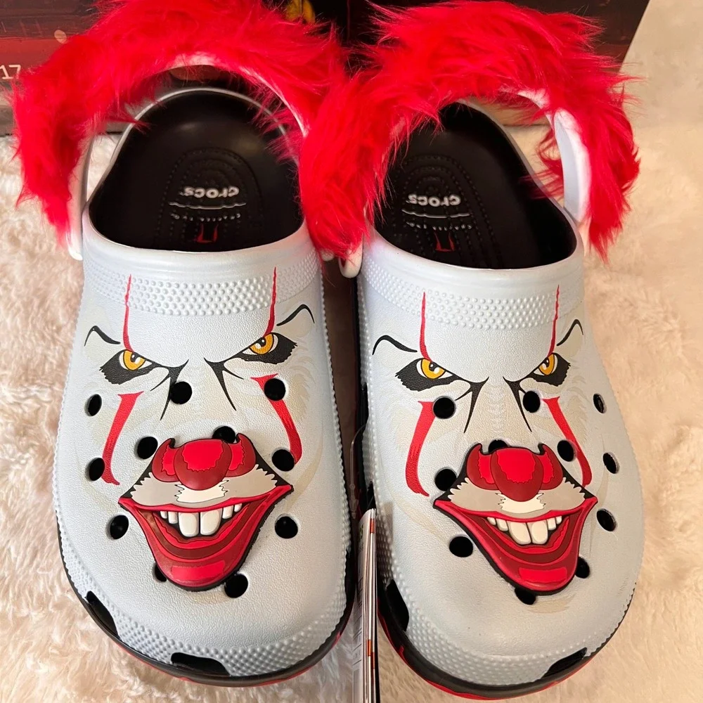 Crocs x IT Chapter 2 Pennywise Classic Clog Shoes Red Fur Size M8 / W10‎ NWB